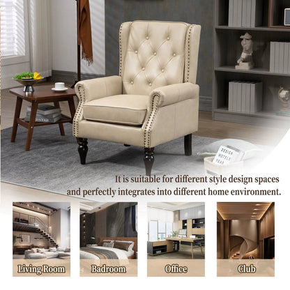 Modern Accent Armchair with Sturdy Wood Legs