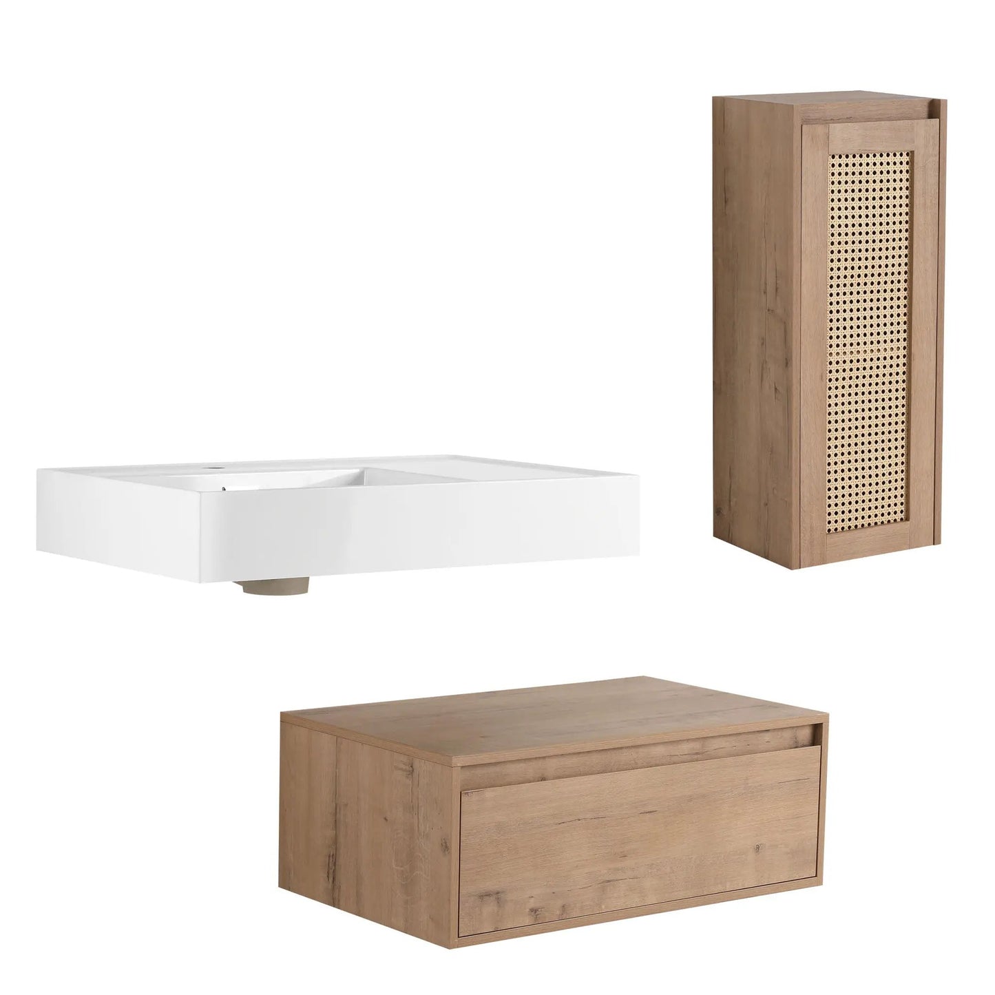 Modern Wall Mounted Vanity With Resin Sink