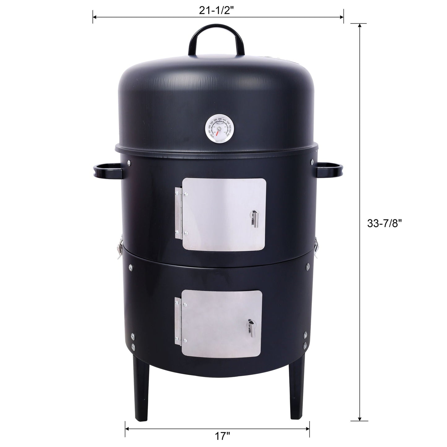 Heavy Duty Round Steel Charcoal Grill and Smoker