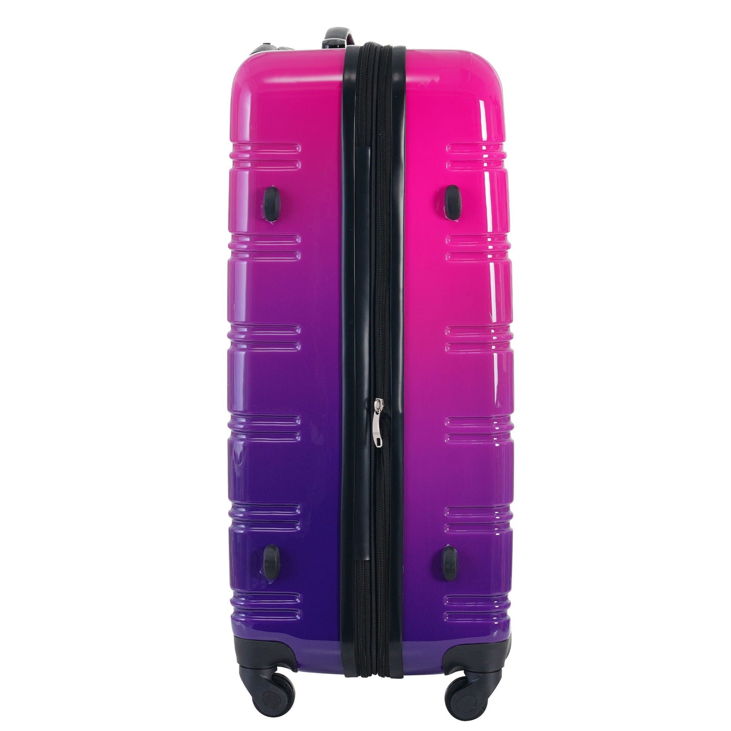 Gradient pink-to-purple hardshell luggage suitcase with four spinner wheels on Tampa Home & Garden Store