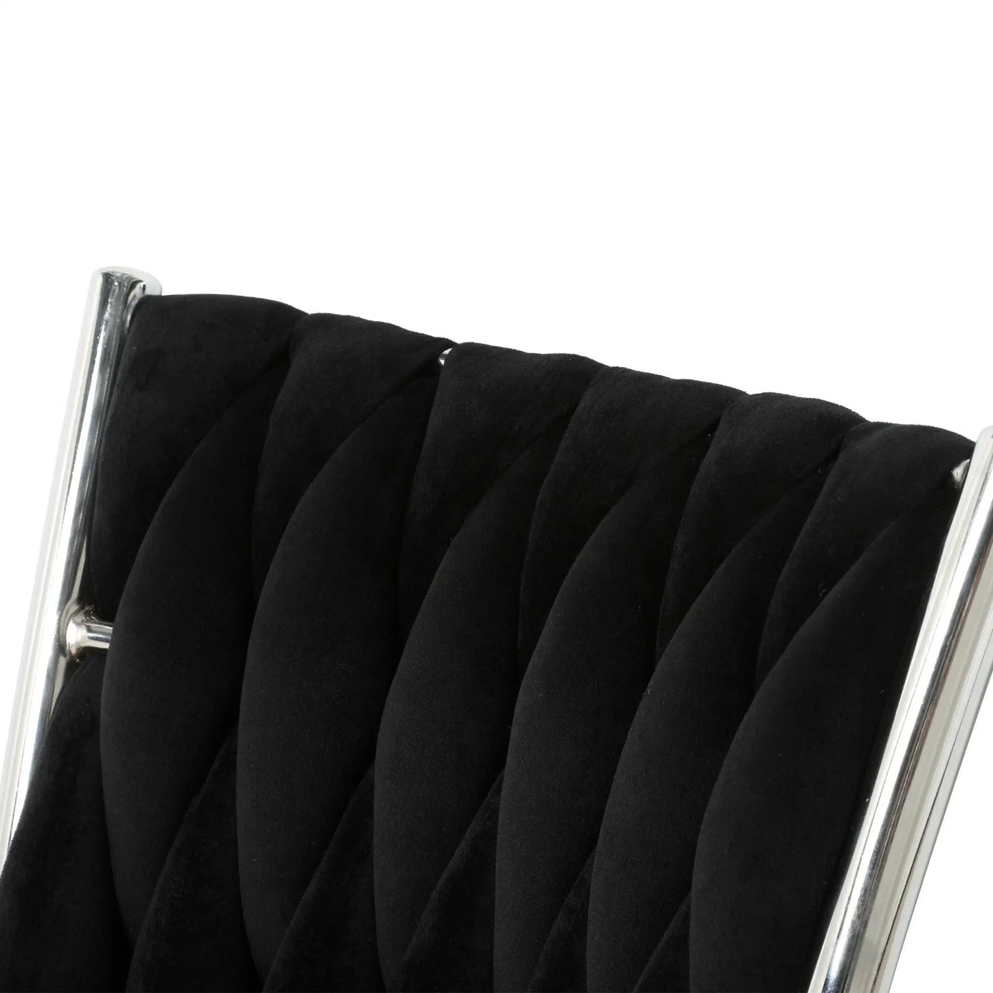 Modern dining chair set with black tufted upholstery and chrome frame on Tampa Home & Garden Store