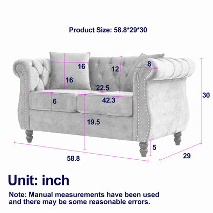 Chesterfield Sofa With Nailhead Trim and Cushions