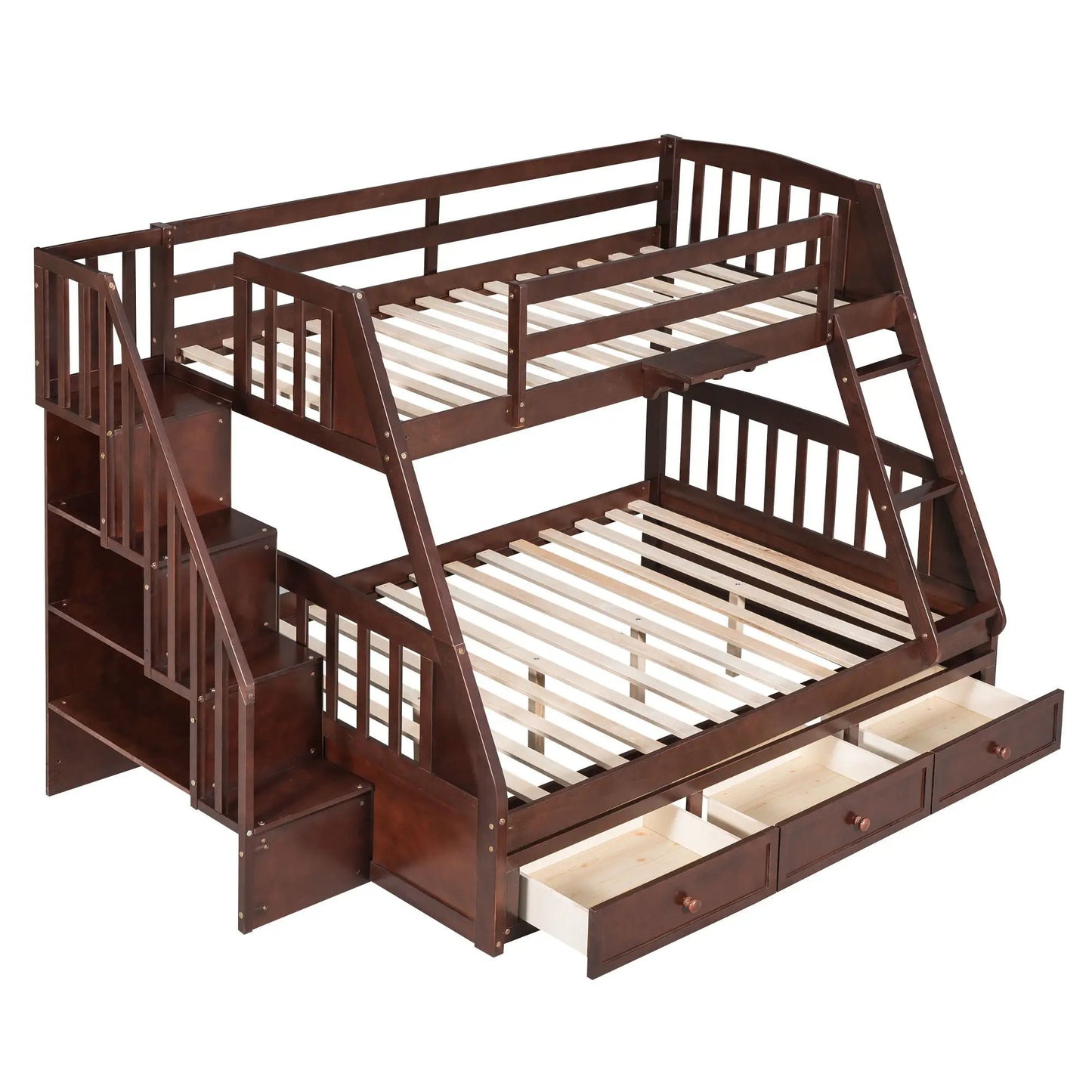 Bunk Bed With Drawers, Ladder And Storage Staircase in dark brown wood by Unique Piece Furniture on Tampa Home & Garden Store