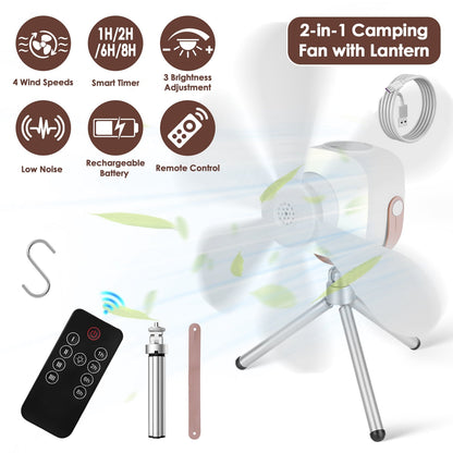 GemGear rechargeable tent ceiling fan with LED light, remote control, white finish on Tampa Home & Garden Store