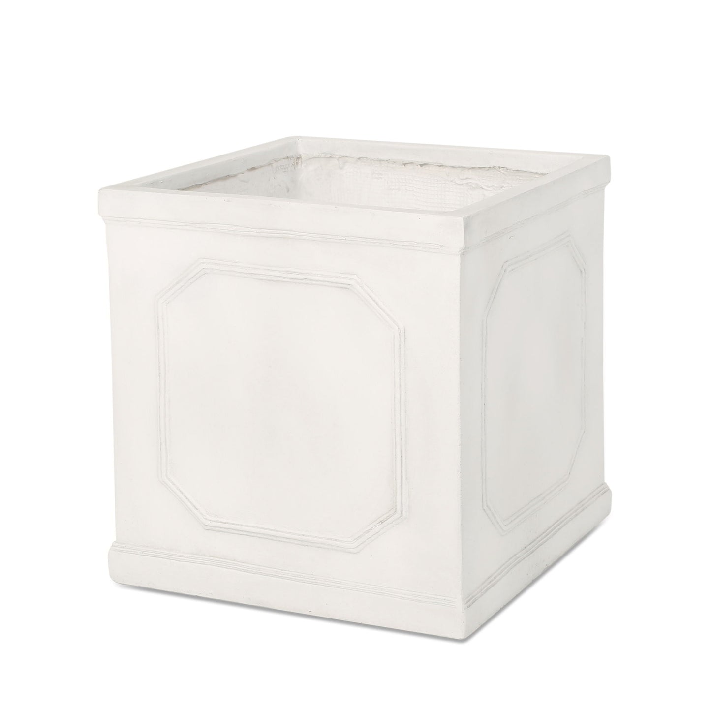Durable Planter HouseOfZazla white rectangular planter with subtle paneled detailing on Tampa Home & Garden Store