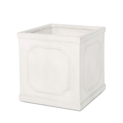 Durable Planter HouseOfZazla white rectangular planter with subtle paneled detailing on Tampa Home & Garden Store