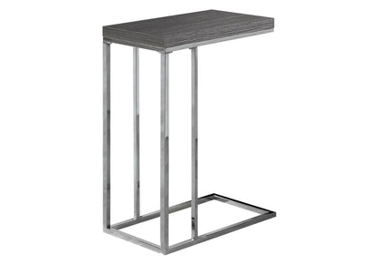 C-shaped accent table with wood top and chrome frame, modern design on Tampa Home & Garden Store