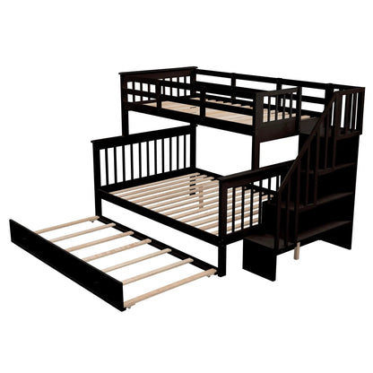 Bunk Bed with Twin Size Trundle and Guard Rail
