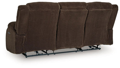 Free Wake reclining power sofa chocolate brown with drop-down table 3-seat on Tampa Home & Garden Store