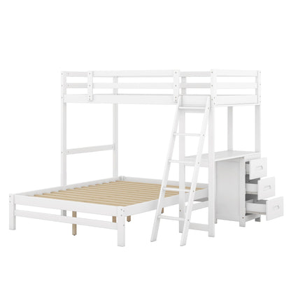 Bunk bed with built-in desk and 3 drawers, white finish, HouseOfZazla bunk beds on Tampa Home & Garden Store