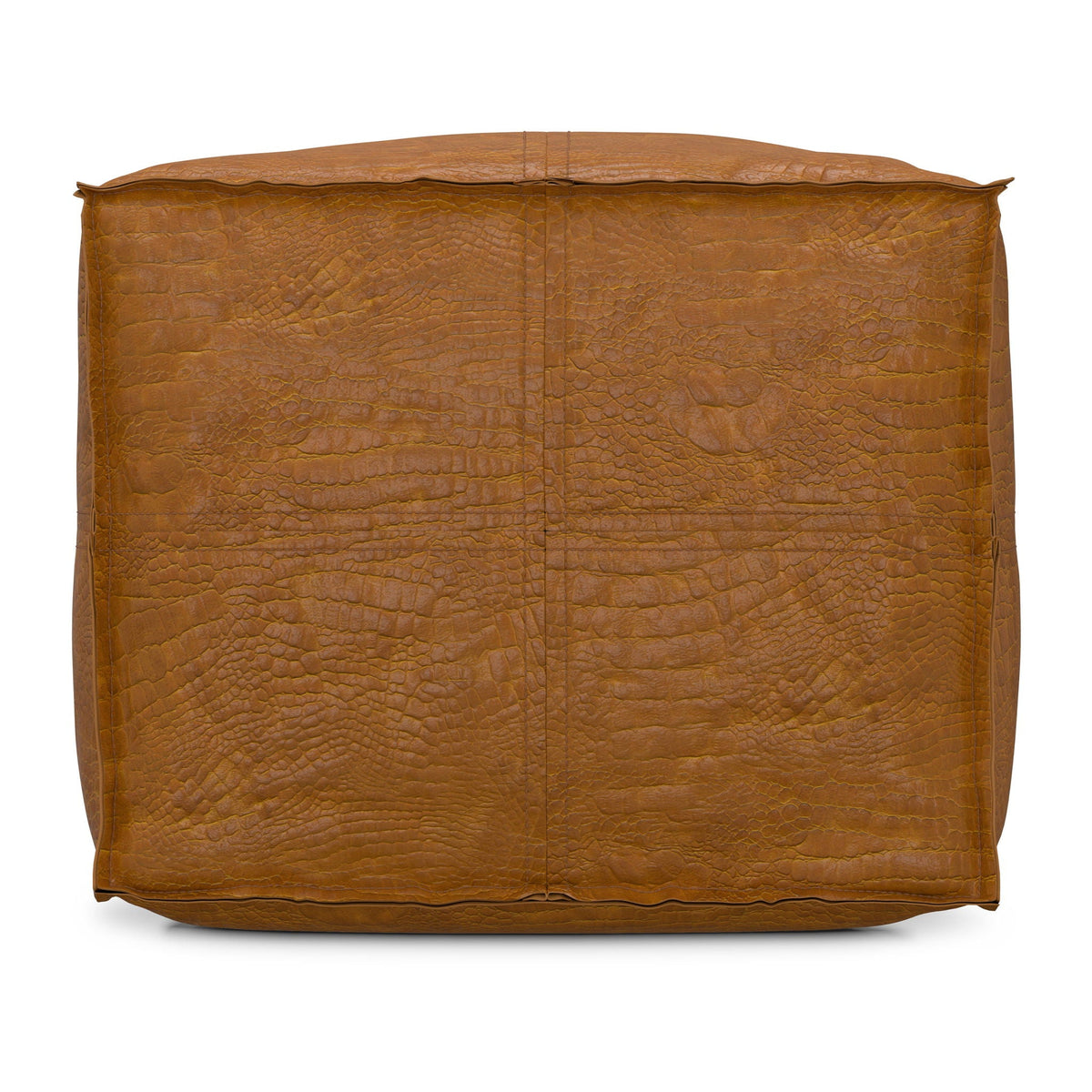 Square pouf ottoman in tan genuine leather finish, HouseOfZazla accent poufs on Tampa Home & Garden Store