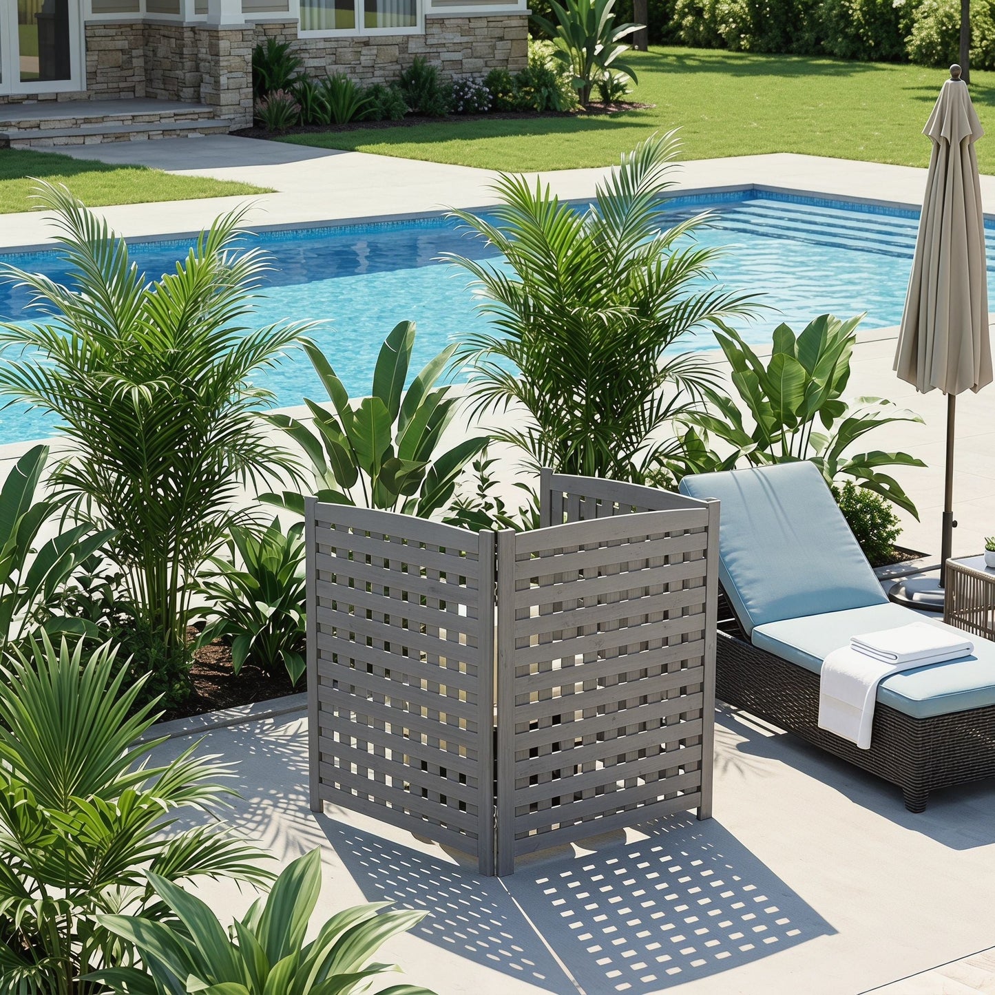 Three Wooden Fences and Outdoor AC Privacy