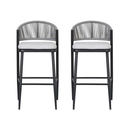 Outdoor Bar Stools With Scallop Cushion And Frame