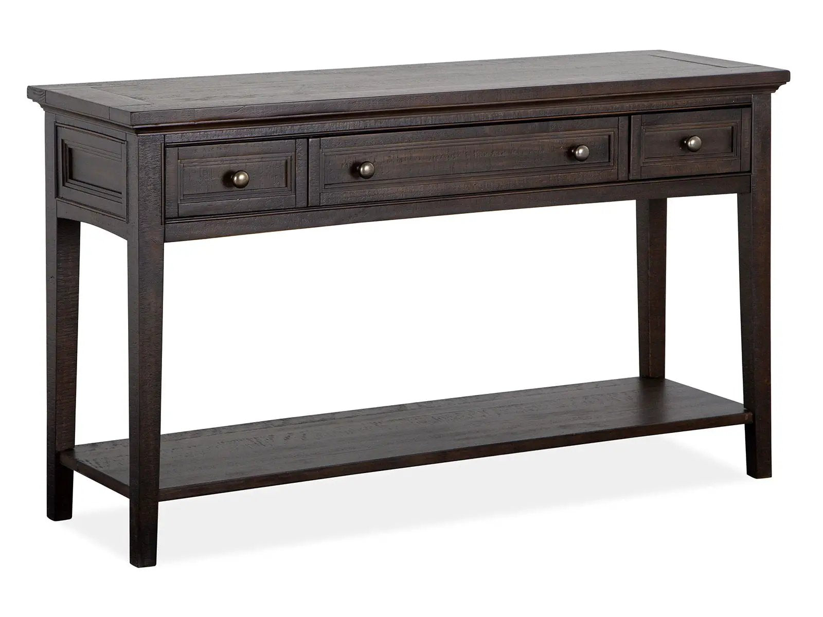 Westley Falls rectangular sofa table graphite finish with three drawers and lower shelf on Tampa Home & Garden Store