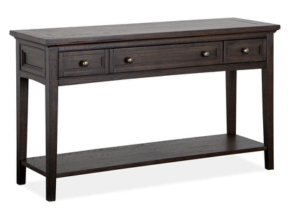 Westley Falls rectangular sofa table graphite finish with three drawers and lower shelf on Tampa Home & Garden Store