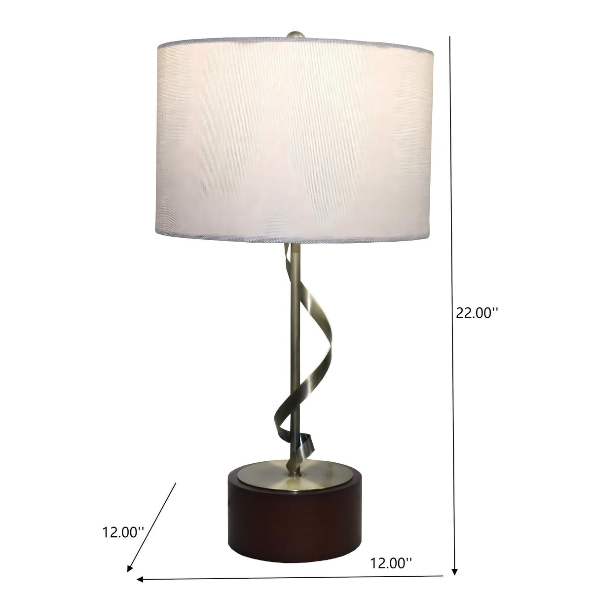 Nightstand desk lamp with twisted metal base and white fabric shade by HouseOfZazla on Tampa Home & Garden Store