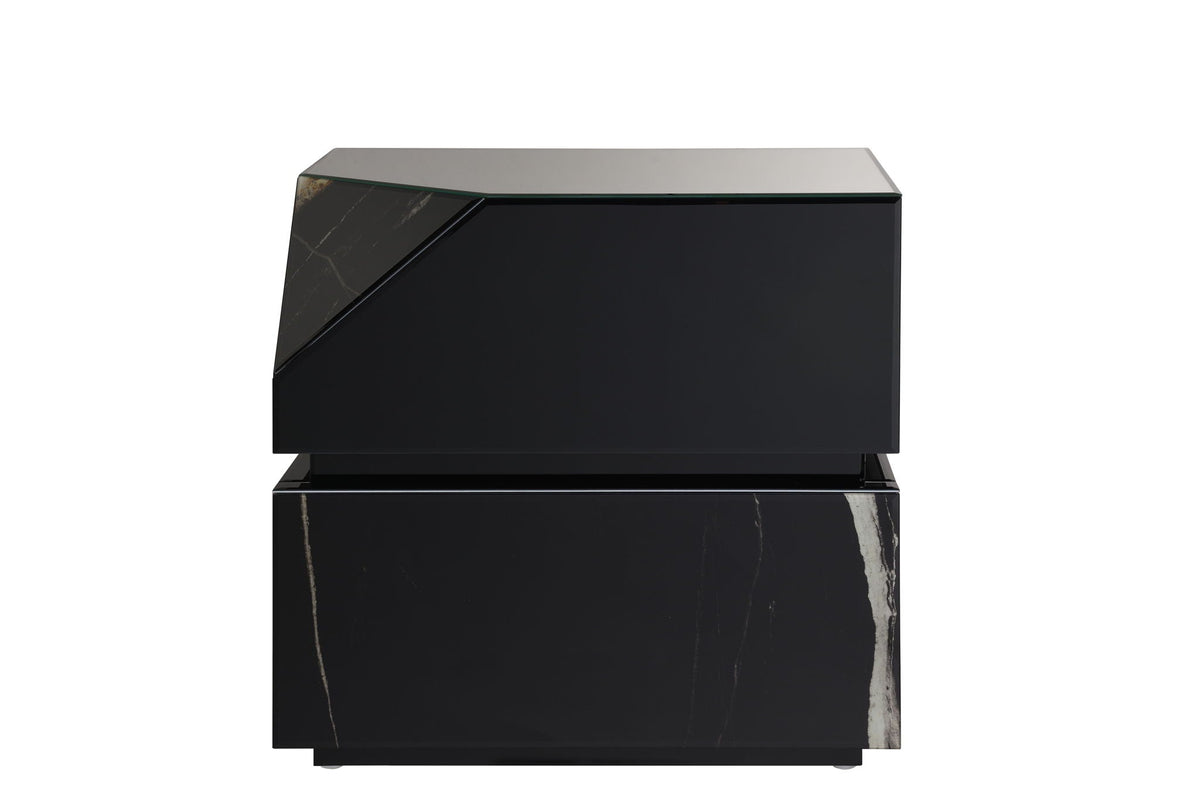 Drisana mirrored end table by HouseOfZazla in black with tempered glass accents on Tampa Home & Garden Store