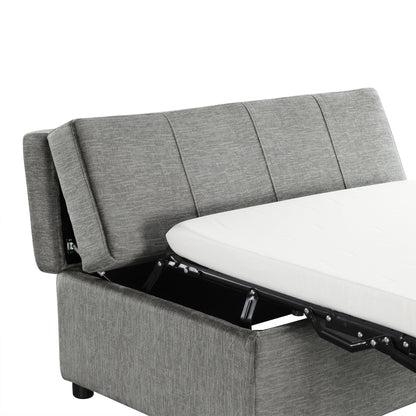 Twin size folding ottoman sleeper bed with mattress in gray fabric by HouseOfZazla on Tampa Home & Garden Store