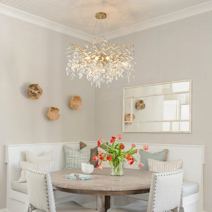 8 Light Gold and Crystal Chandelier for Dining