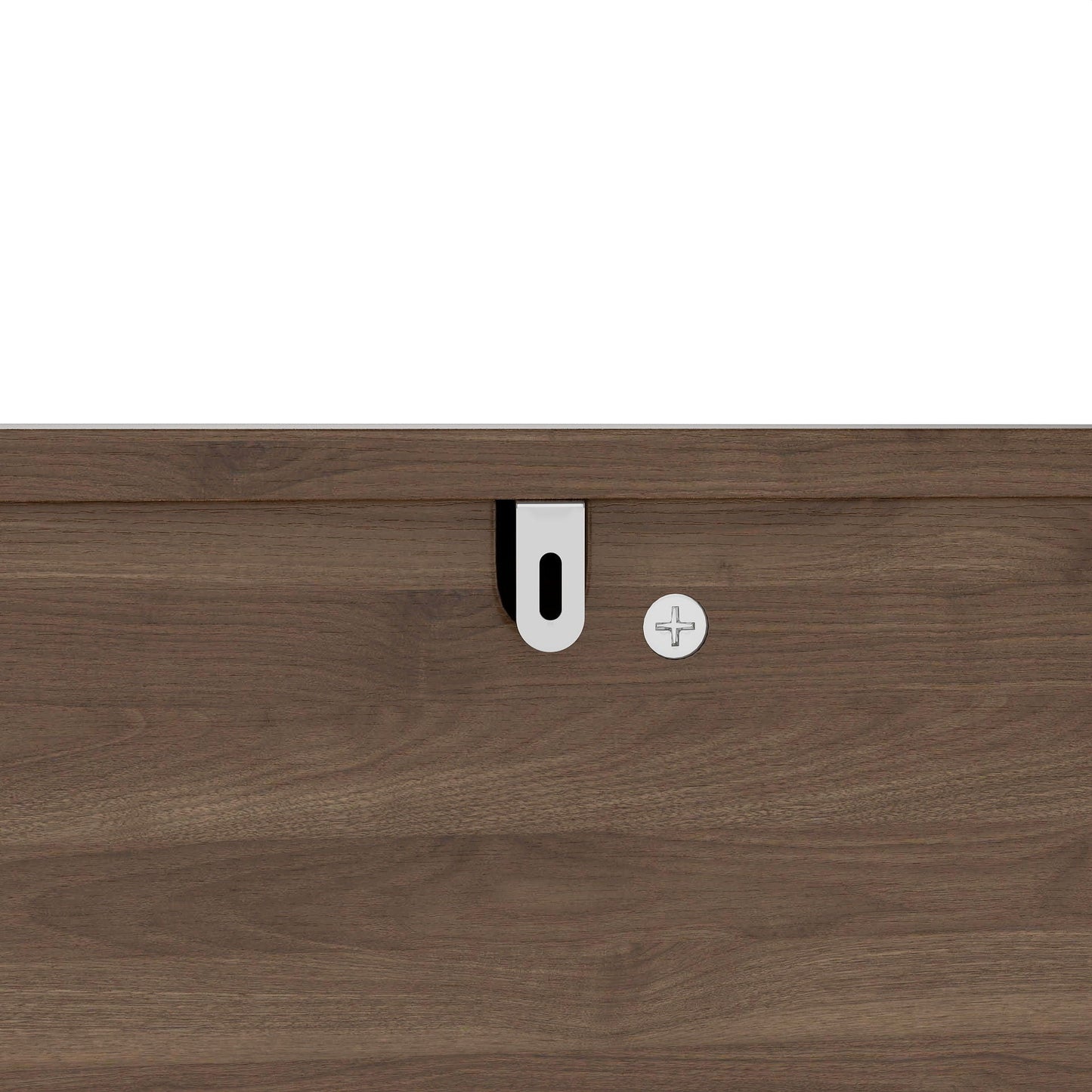 Corner Dog Crate hardware on dark wood cabinet door silver vertical pull and round knob with plus symbol on Tampa Home & Garden Store