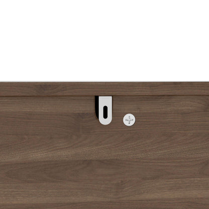 Corner Dog Crate hardware on dark wood cabinet door silver vertical pull and round knob with plus symbol on Tampa Home & Garden Store