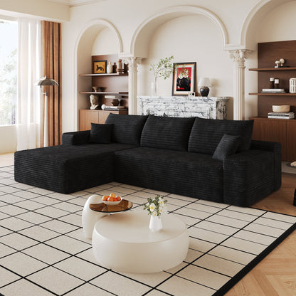 107in Cloud Sectional Couch with L-Shape Chaise, black fabric, HouseOfZazla sofa on Tampa Home & Garden Store