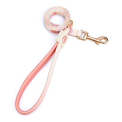 Fashion Y-shaped Chest Strap Dog Leash pink and cream faux leather with metal clip Pet Zen on Tampa Home & Garden Store