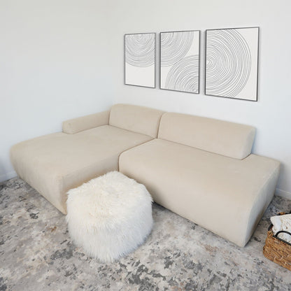 Mar high-quality stationary sectional sofa in beige fabric with chaise, modern L-shape on Tampa Home & Garden Store