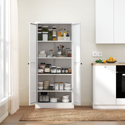 White Metal Pantry Cabinet With Steel Shelves