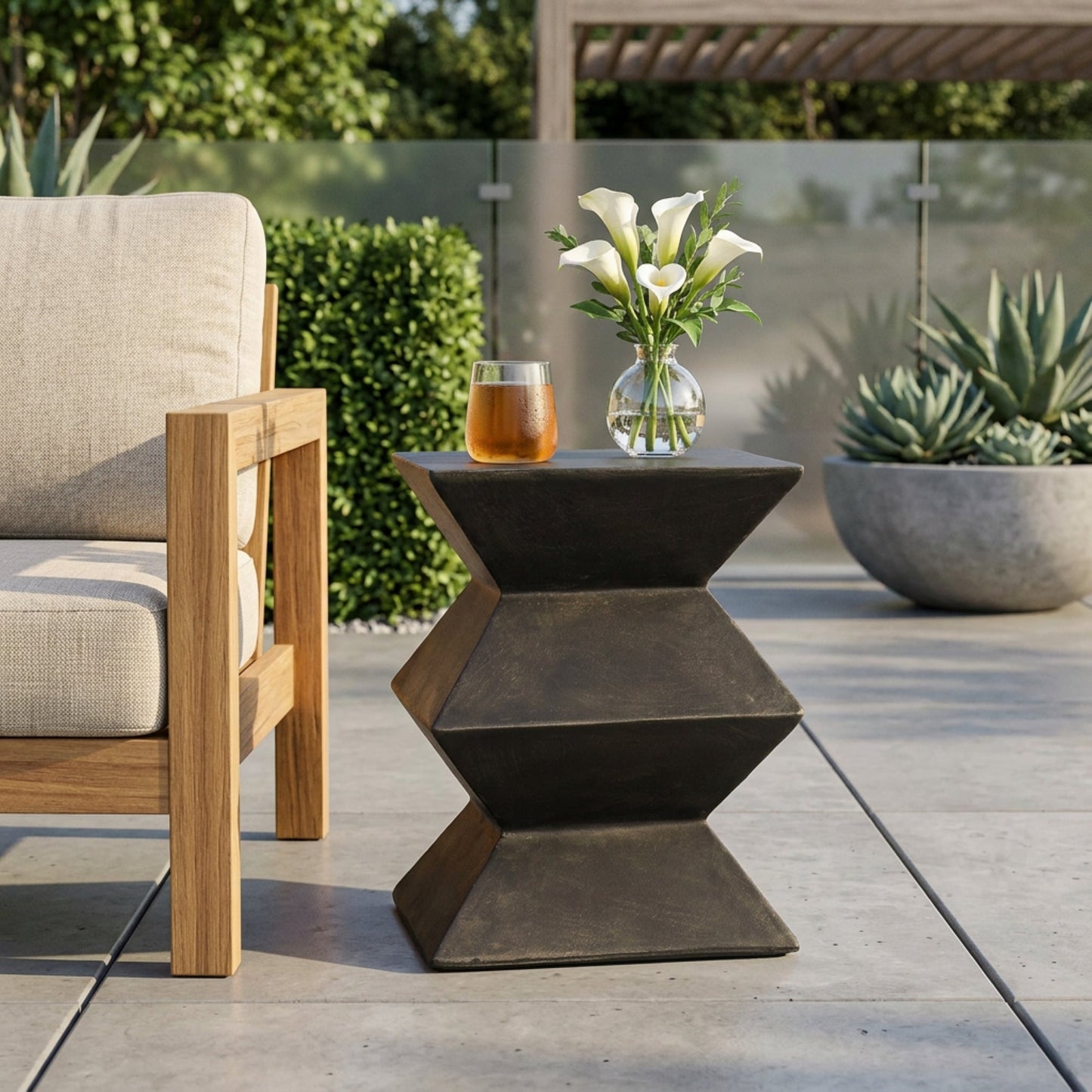 Lightweight Concrete Side Table for a Garden