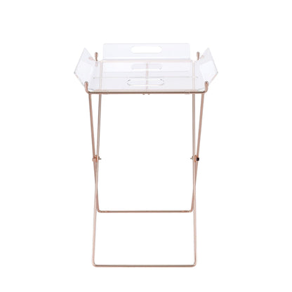 Clear acrylic tray table with removable top, rose-gold metal frame, HouseOfZazla Accent Table on Tampa Home & Garden Store