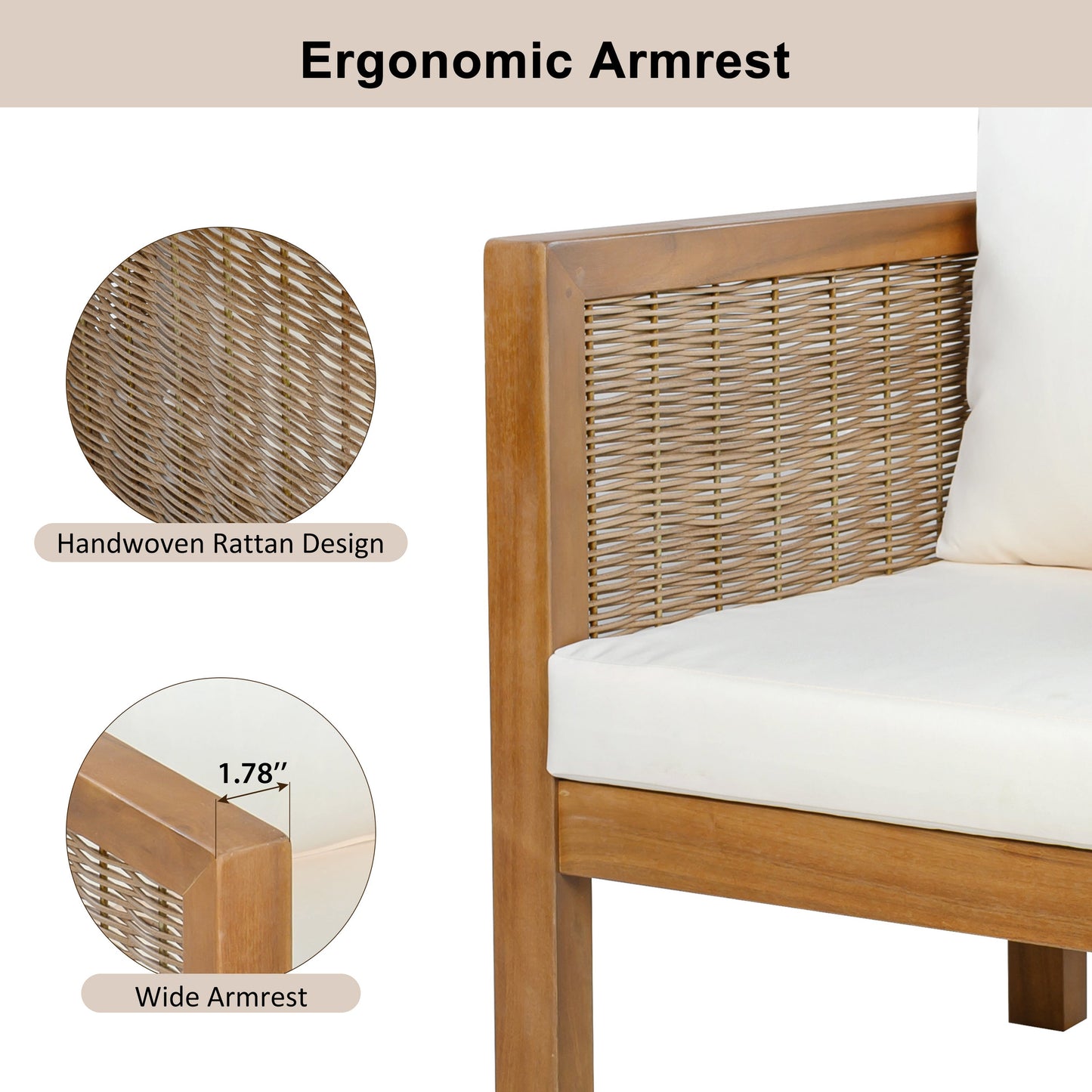 Patio Sofa Set for Outdoor Woven Rattan Seating