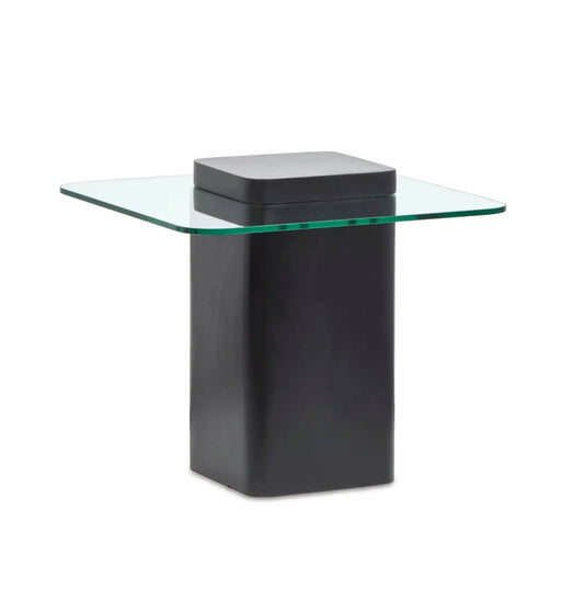 Donora square end table with glass top and black base by Unique Piece Furniture on Tampa Home & Garden Store