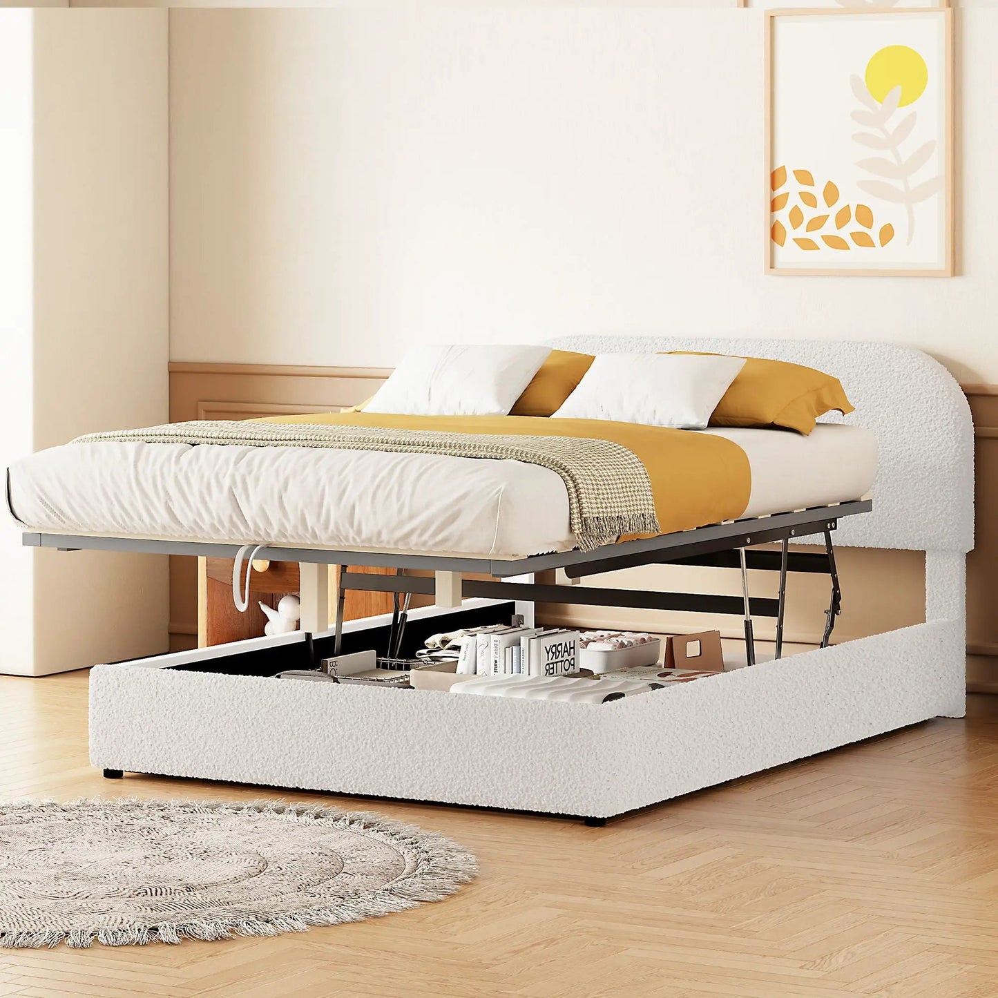 Upholstered Platform Bed With Hydraulic Storage