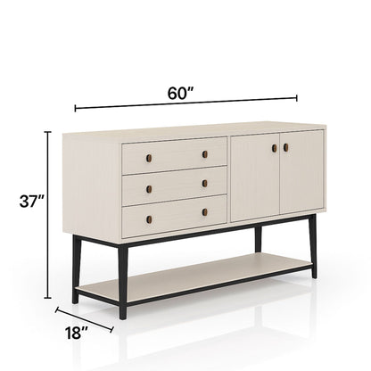 White HouseOfZazla server with base and power access, light wood finish, 60in wide on Tampa Home & Garden Store