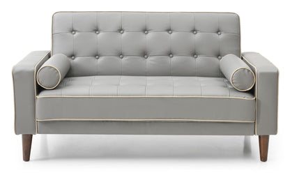 Contemporary futon loveseat for two in gray with tufted back and beige piping HouseOfZazla on Tampa Home & Garden Store