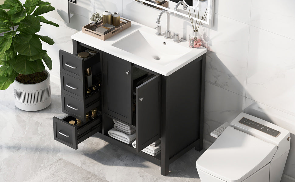 36in bathroom vanity with sink top charcoal cabinet and white countertop by HouseOfZazla on Tampa Home & Garden Store
