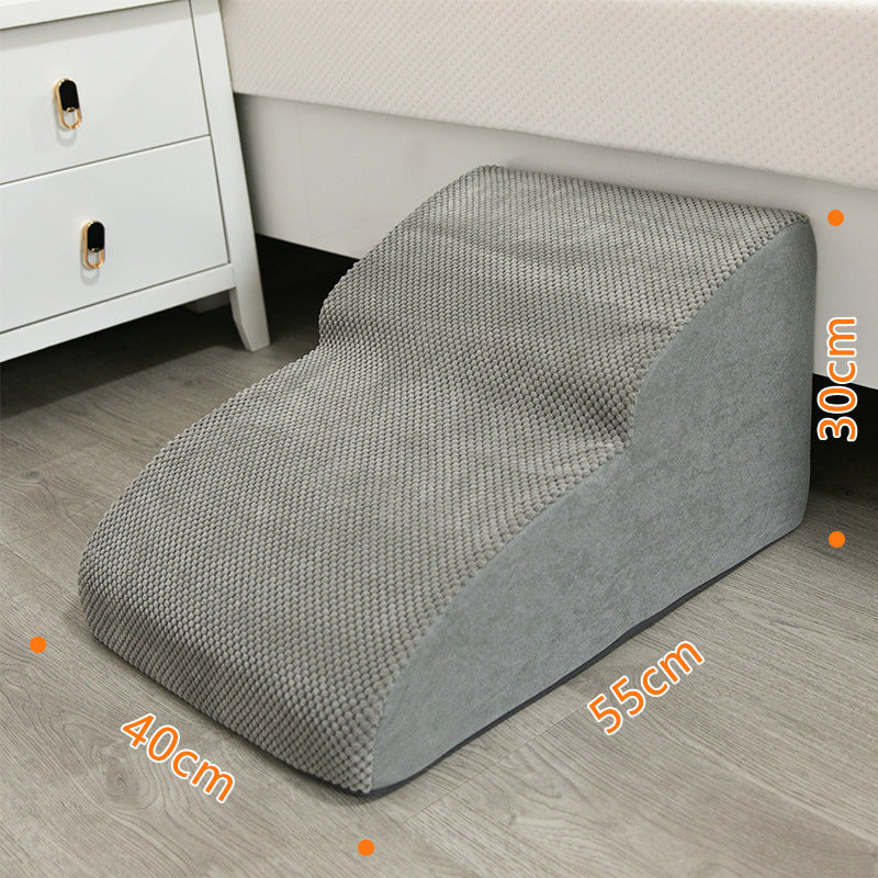 Ladder Bedside Small Dog Cat Ladder in gray textured fabric with curved side 40x55x30cm on Tampa Home & Garden Store