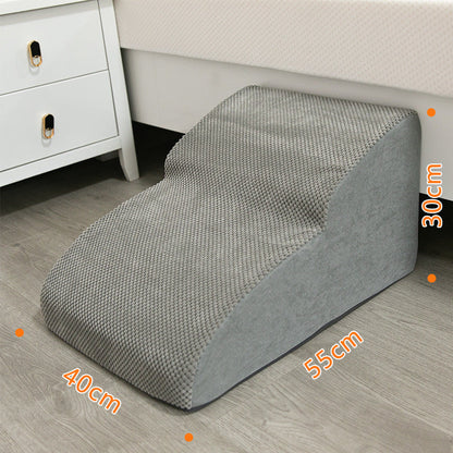 Ladder Bedside Small Dog Cat Ladder in gray textured fabric with curved side 40x55x30cm on Tampa Home & Garden Store