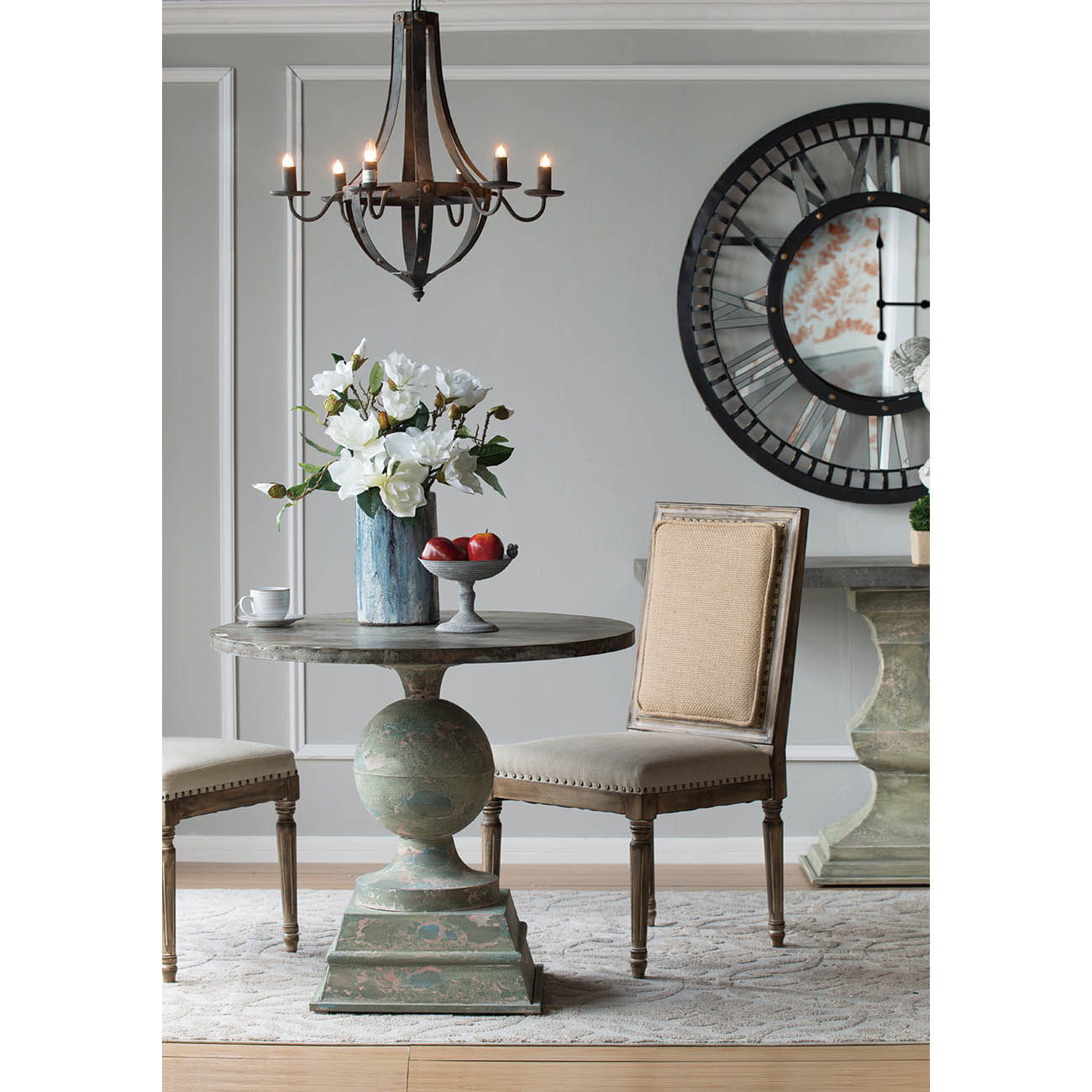 Antique 6 Light Black Iron Chandelier for Home