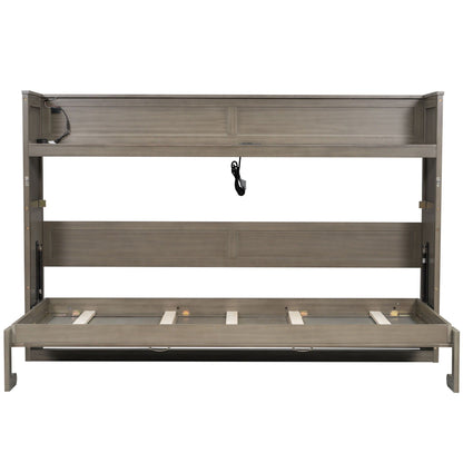 Murphy bed frame in gray steel with exposed wiring on left side on Tampa Home & Garden Store