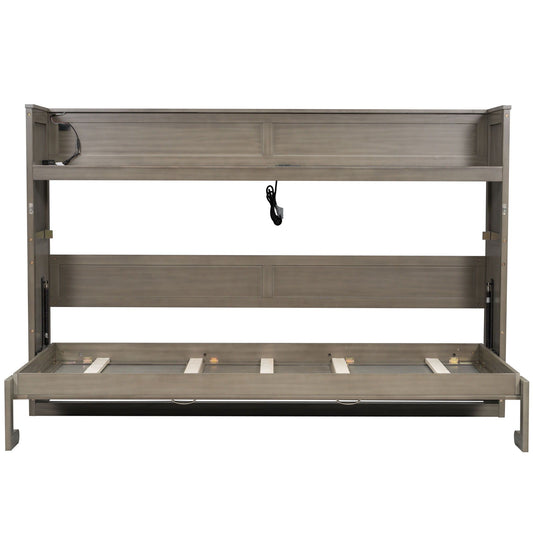 Murphy bed frame in gray steel with exposed wiring on left side on Tampa Home & Garden Store