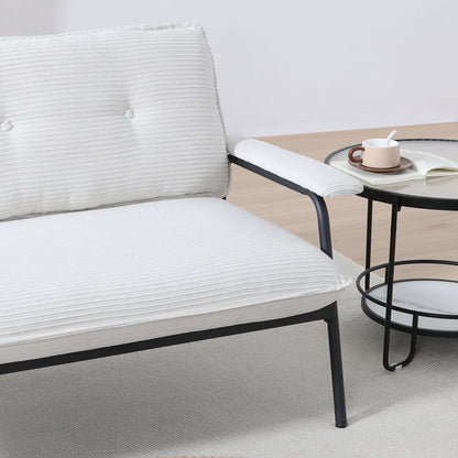 Modern metal-frame sofa with sponge-filled cushions in light gray ribbed fabric Unique Piece Furniture on Tampa Home & Garden Store