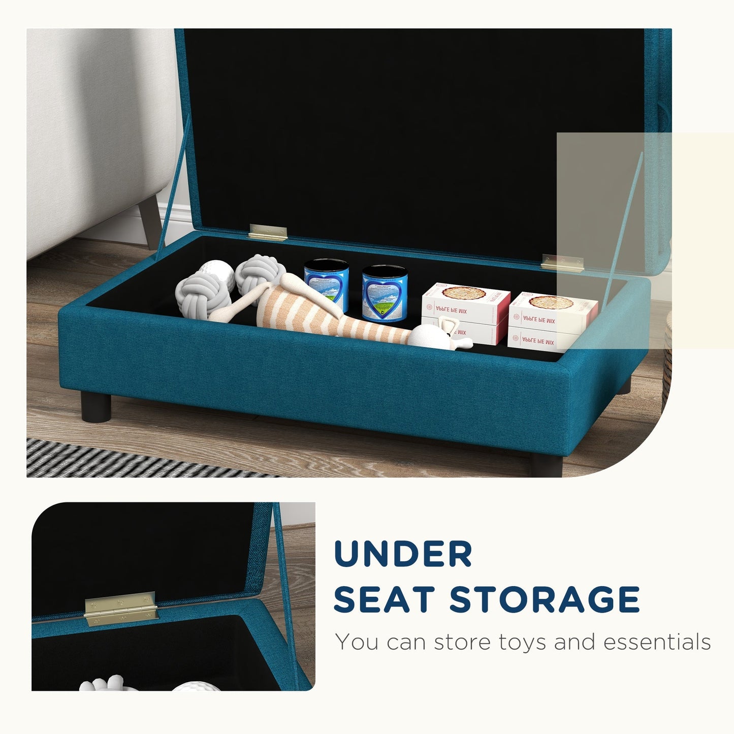 PawHut elevated teal pet sofa bed with storage lid and black interior for small/medium dogs on Tampa Home & Garden Store