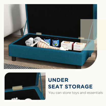 PawHut elevated teal pet sofa bed with storage lid and black interior for small/medium dogs on Tampa Home & Garden Store