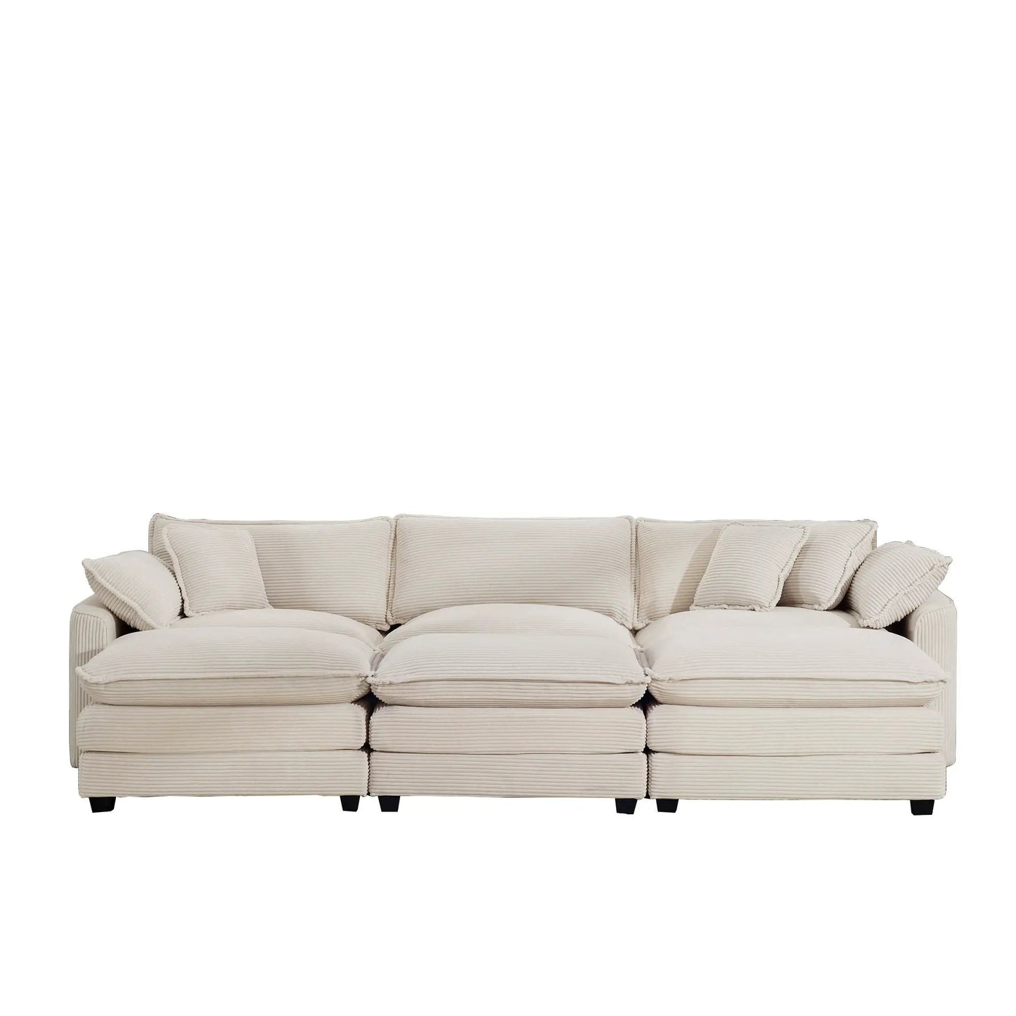 Beige modular sofa with low back and plush cushions, 3-piece set by Unique Piece Furniture on Tampa Home & Garden Store