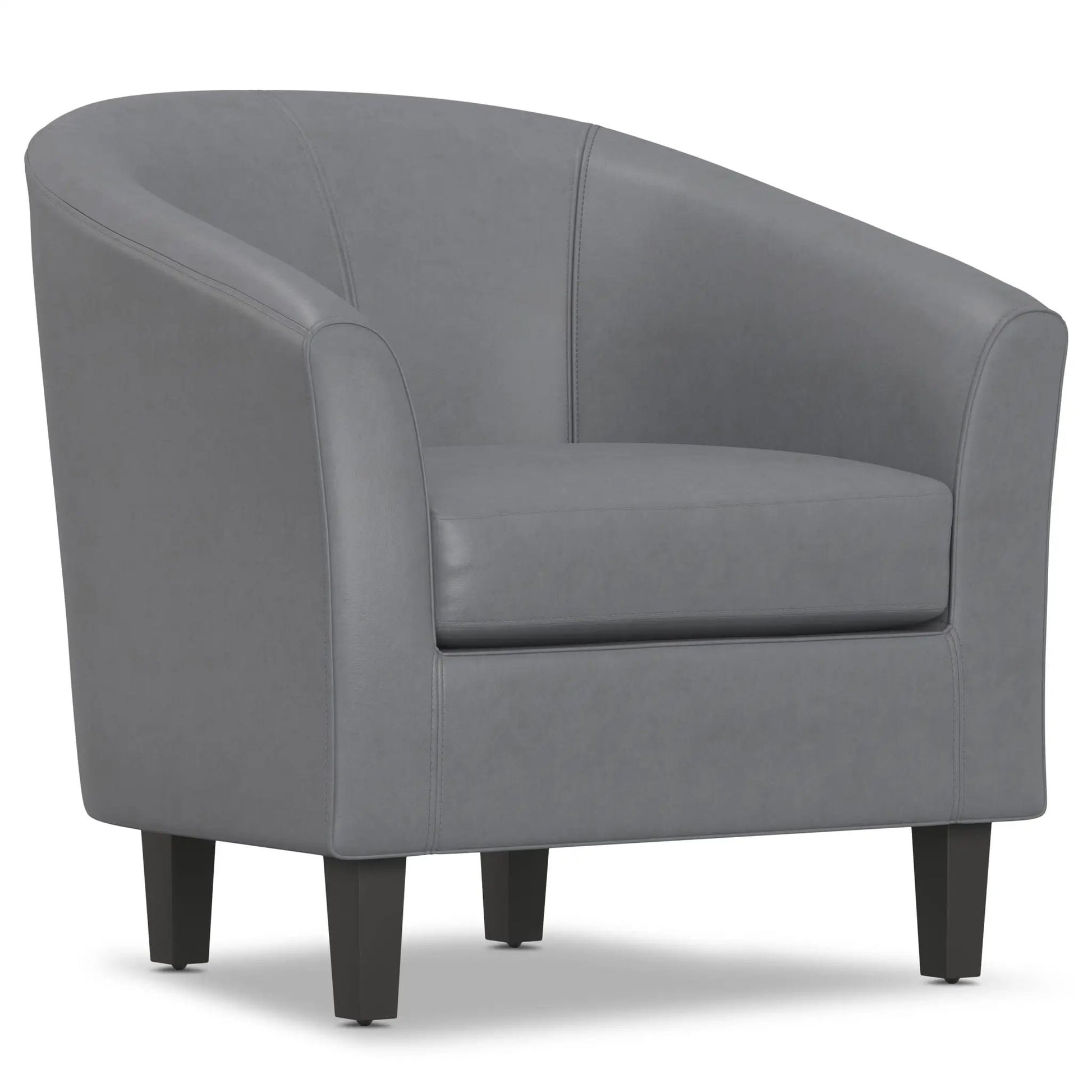 Austin Transitional Tub Chair gray faux leather with dark wood legs Unique Piece Furniture on Tampa Home & Garden Store