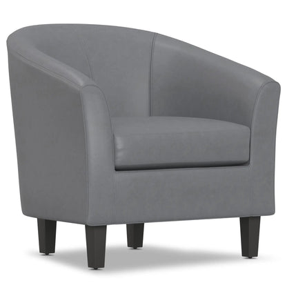 Austin Transitional Tub Chair gray faux leather with dark wood legs Unique Piece Furniture on Tampa Home & Garden Store