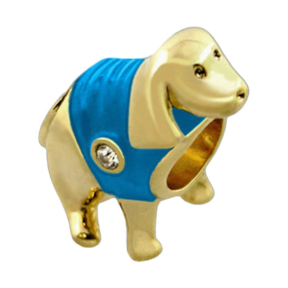 Gabriella Beads Dog charm from Lauren G Adams collection, blue enamel with gold details on Tampa Home & Garden Store