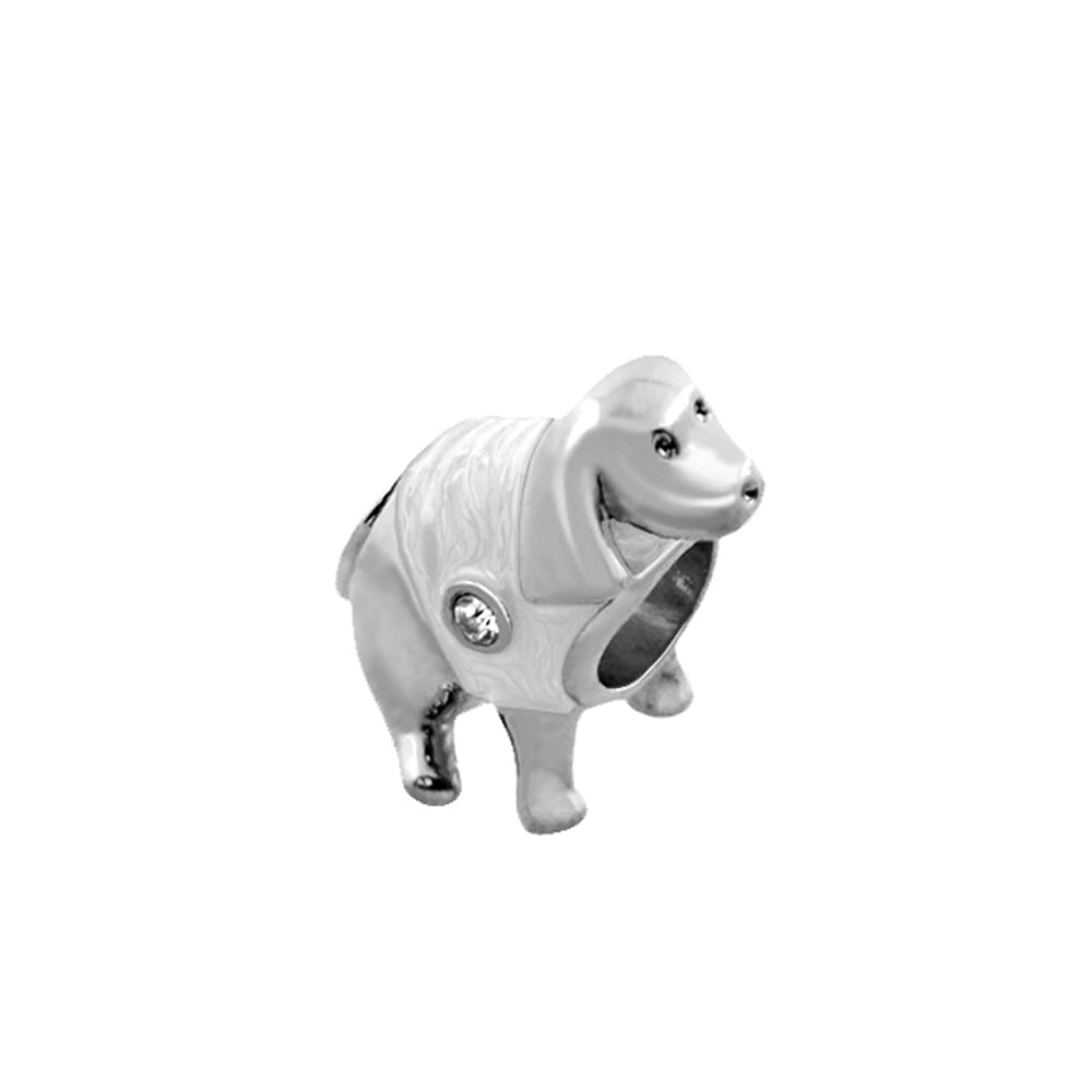 Gabriella Beads Dog charm, silver-toned with crystal accent, Lauren G Adams on Tampa Home & Garden Store